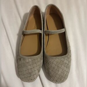 Madewell Greta Ballet Flat in Unwashed Olive Woven Suede